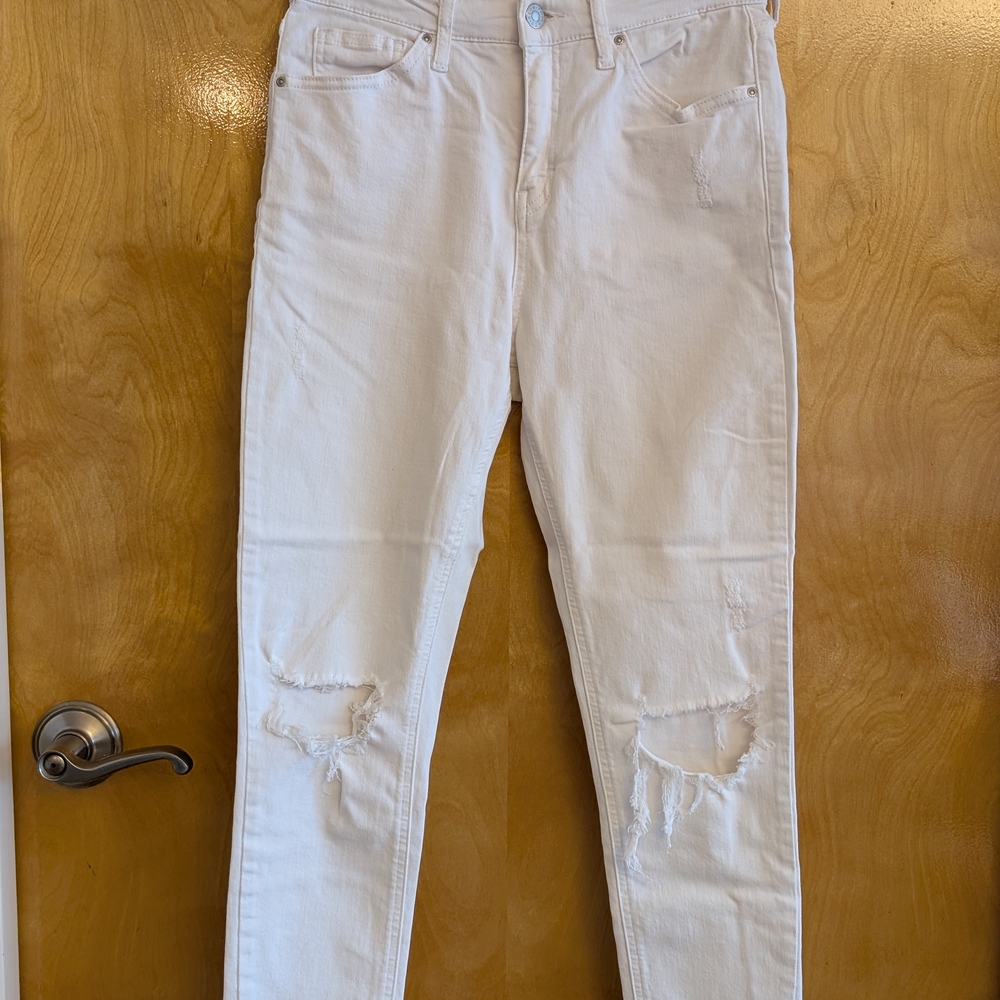 Topshop White Distressed Skinny Jeans